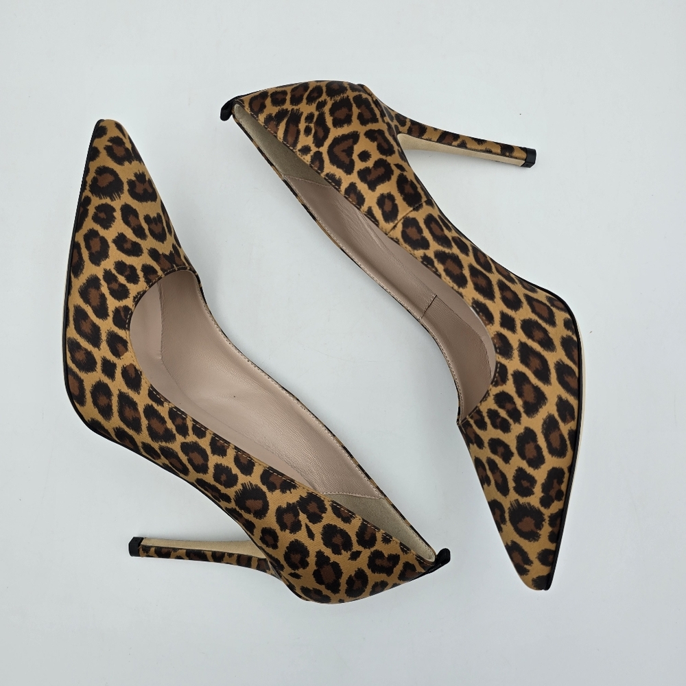 NIB SJP Sarah Jessica Parker Fawn Leopard Satin High-Heel Pumps, Italy35.5/US5.5 - Picture 10 of 16